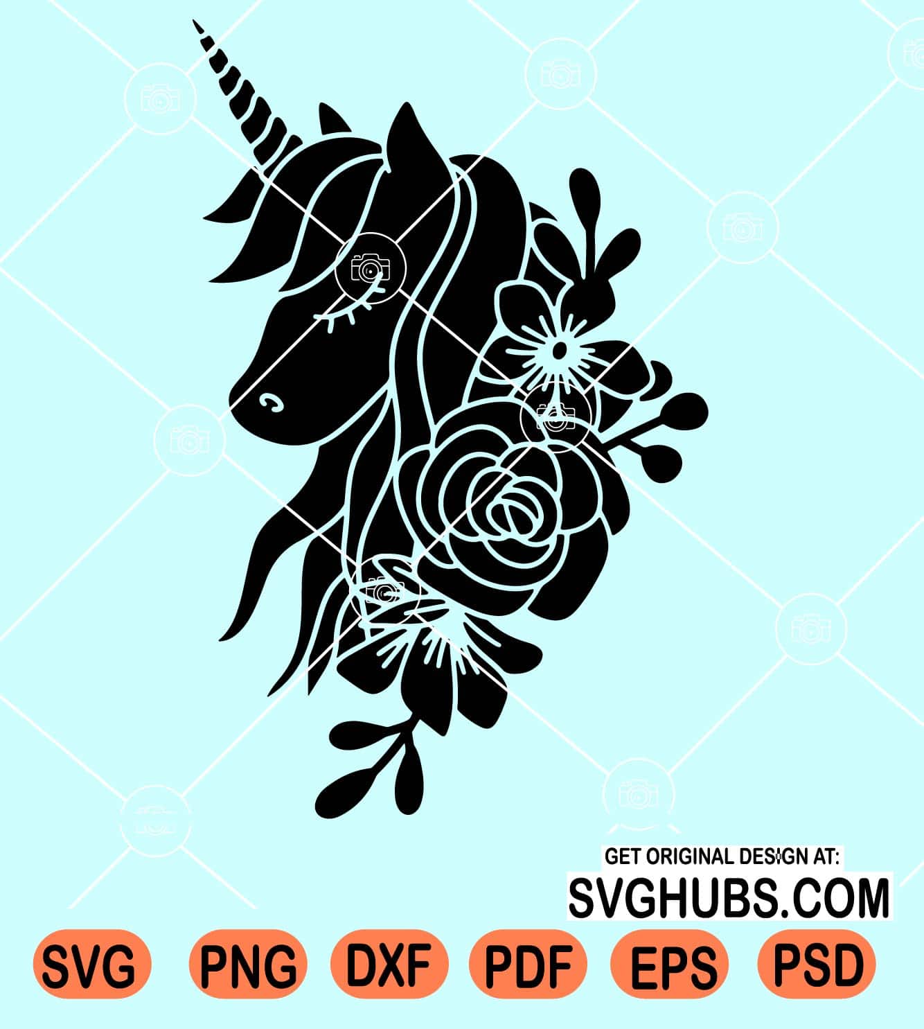 Floral unicorn svg, Unicorn face SVG, Magical Unicorn svg, Birthday