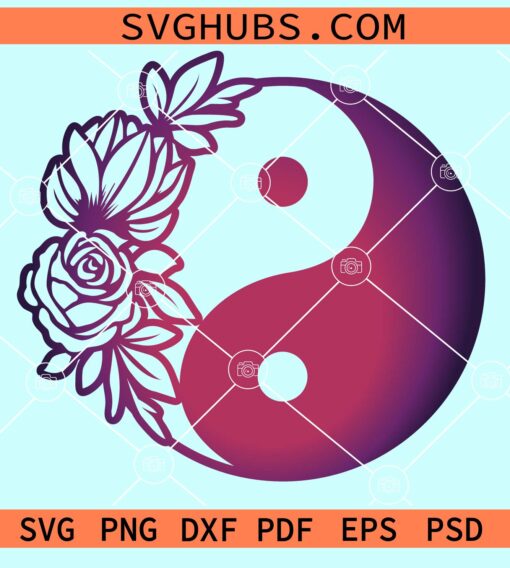 Floral yin yang svg