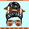 Football mom messy bun svg