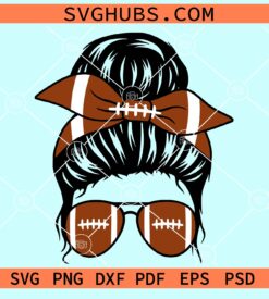 Football mom messy bun svg