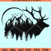 Forest and mountains deer with moon svg