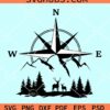 Forest deer with mountain compass svg