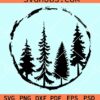 Forest stencil circle frame svg