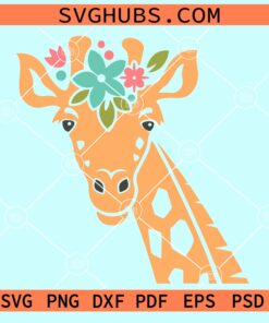 Giraffe with flower crown svg