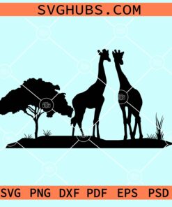 Giraffes wildlife silhouette svg