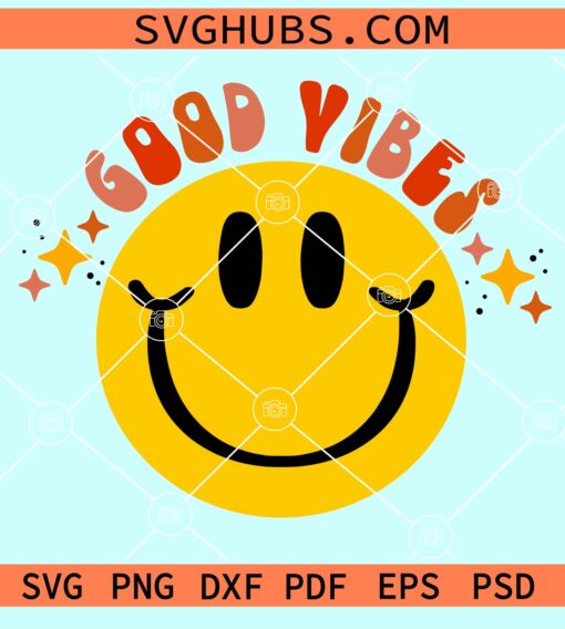 Good vibes retro smiley face svg