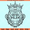 Gorilla with king crown svg