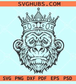 Gorilla with king crown svg