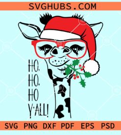 HO HO HO Y'all Christmas giraffe svg