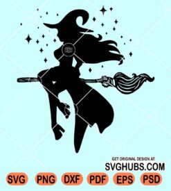 Halloween witch on broom svg