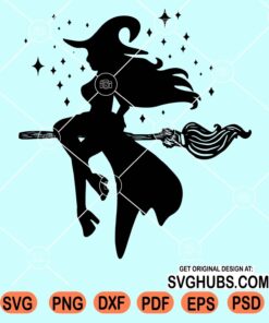 Halloween witch on broom svg