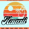 Hawaii retro sunset with palm trees svg