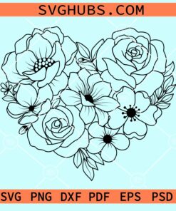 Heart made of flowers svg