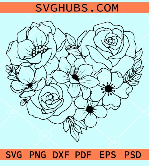 Heart made of flowers svg