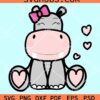 Hippo girl with bow svg