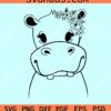 Hippo with floral crown svg