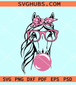 Horse with bandana and bubble gum svg