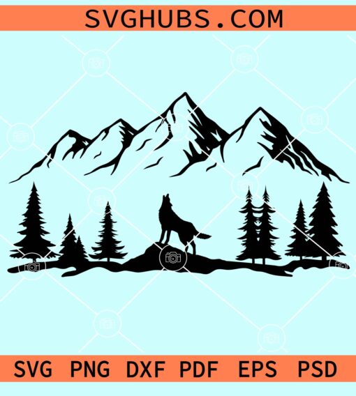Howling wolf in the wild svg