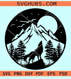 Howling wolf outdoors svg