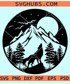 Howling wolf outdoors svg