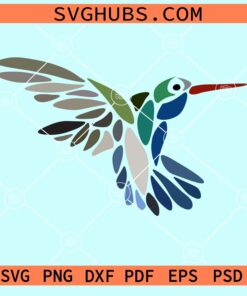 Hummingbird stained glass abstract svg