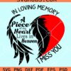 In loving memory a piece of my heart lives in heaven I miss you svg