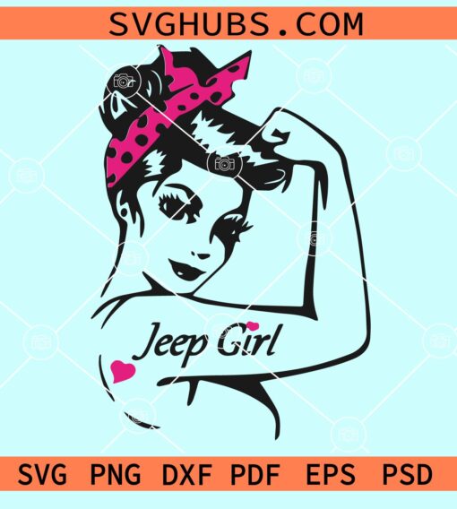 Jeep girl Rosie the Riveter svg