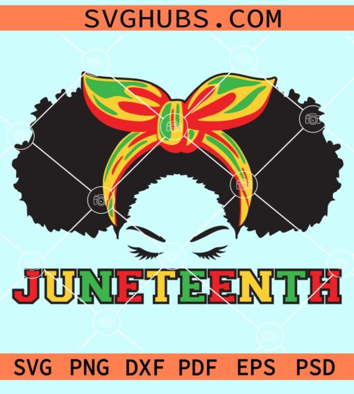 Juneteenth Afro puffs messy bun svg