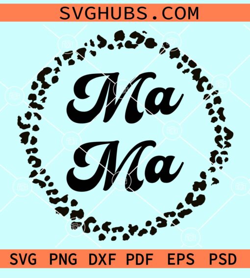 Leopard mama circle frame svg