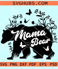 Mama bear with flowers svg