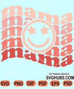 Mama wavy letters with smiley face svg