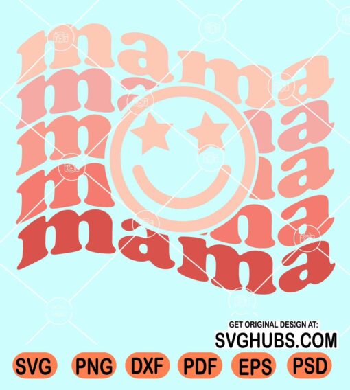 Mama wavy letters with smiley face svg