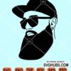 Man face with long beard and sunglasses svg