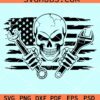 Mechanic skull US flag svg