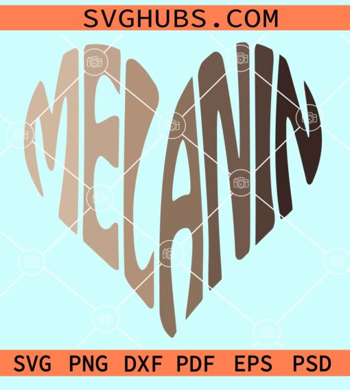 Melanin heart wavy letters svg