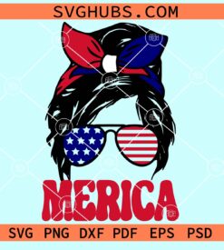 Merica messy bun svg