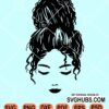 Messy bun face svg