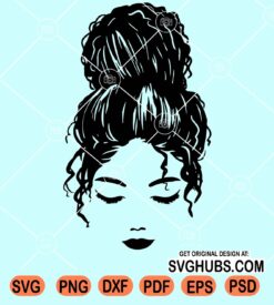 Messy bun face svg