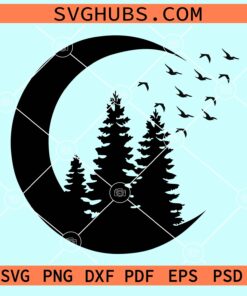 Moon with forest svg