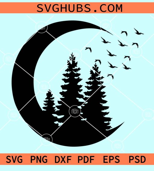 Moon with forest svg