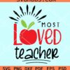 Most loved teacher svg