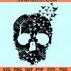 Nature skull with flying birds svg