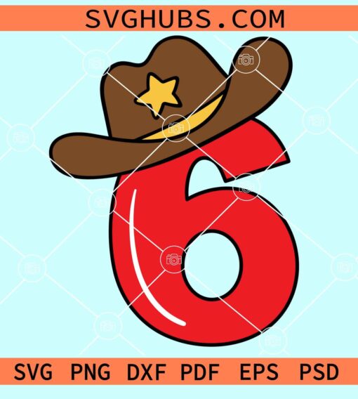 Number 6 cowboy hat svg