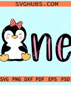 One year birthday chick with bow svg