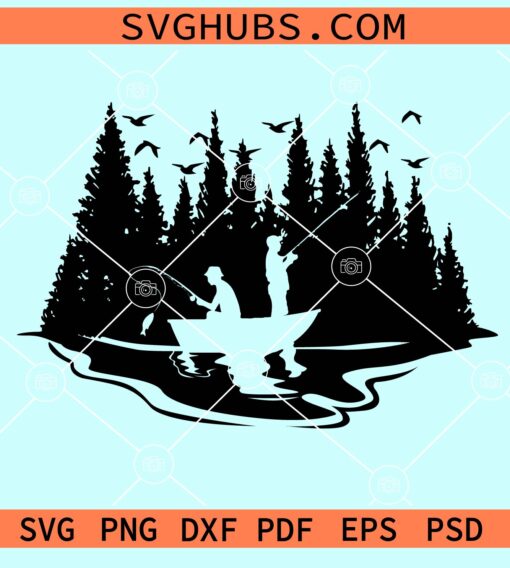 Outdoor fishing scenery svg