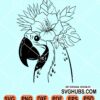 Parrot with floral crown svg