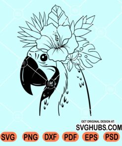 Parrot with floral crown svg