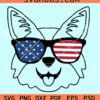 Patriotic corgi with sunglasses svg