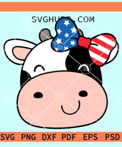 Patriotic cow with bow svg