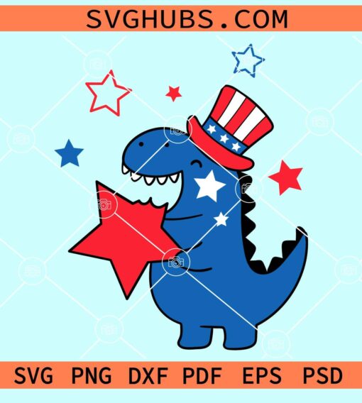 Patriotic dinosaur svg